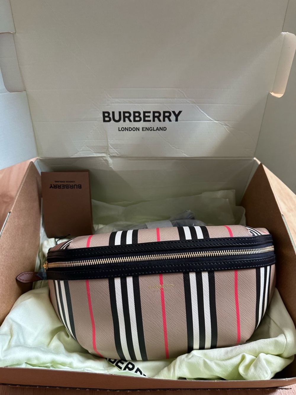 Burberry Leather Striped Belt Bag or Fanny Pack - Picture 6 of 7